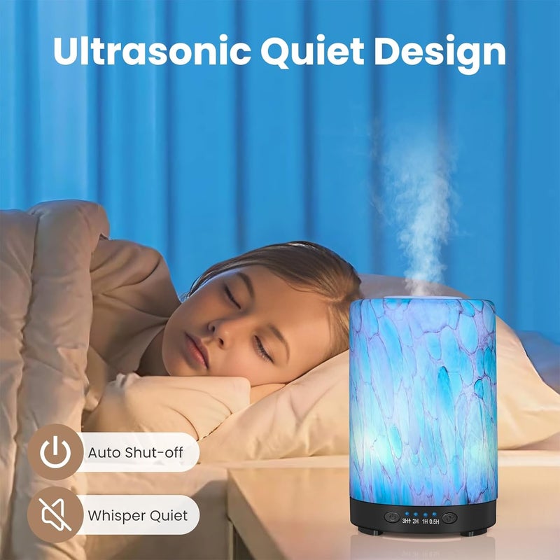 JOYOLO Essential Oil Diffuser, 120ML Glass Aromatherapy Diffuser with 7 Color Lights, Auto Shut-Off and 4 Timer Settings, Ultrasonic Cool Mist Diffuser for Home Room Office (Blue Mountain) - Image 5